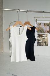 Designer tank top women tanks camis anagram-embroidered cotton-blend tank tops designer vest ladies solid vintage t shirt femme mens tanktop asian size s-xl