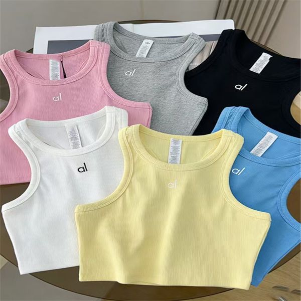 Designer tank top Women's Ribbed Yoga Tank Top Sleeveless Cropped Sports Vest Breathable Fitness Top for Pilates Workout Running