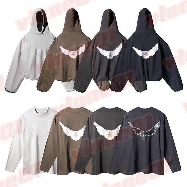 Mens Hoodies Man Women Designer White Dove Pattern Print Long Sleeve Hoodie Designers Womens Street Style Hip Hop Sweatshirt Size S-XL