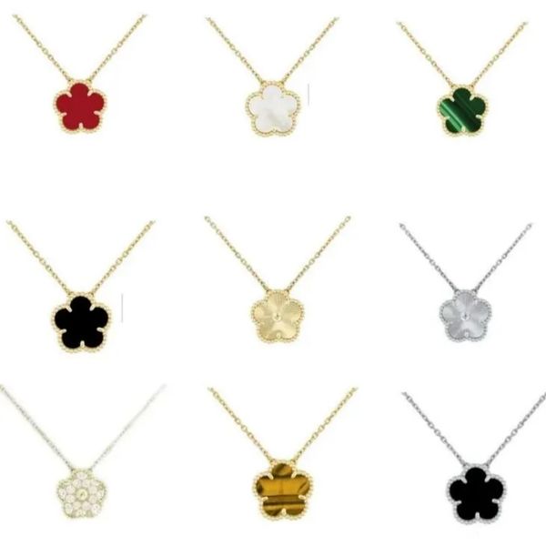 5 flower jewelry luxury designer necklace clover necklace women mother of pearl diamond stainless steel chain plated gold pendant silver wedding necklaces woman